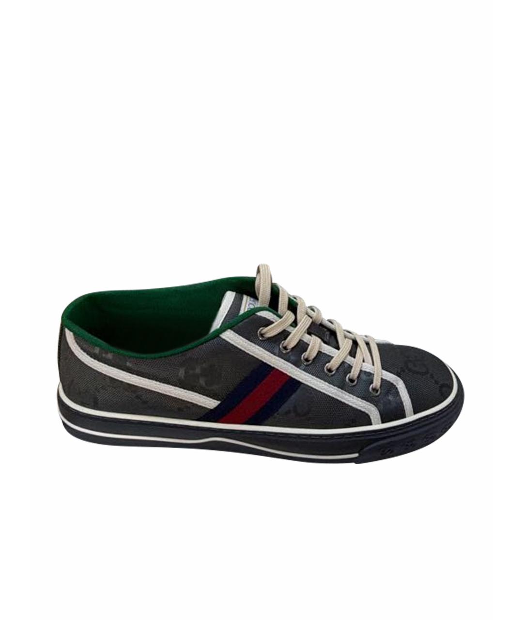 GUCCI Темно-синие текстильные низкие кроссовки / кеды, фото 1