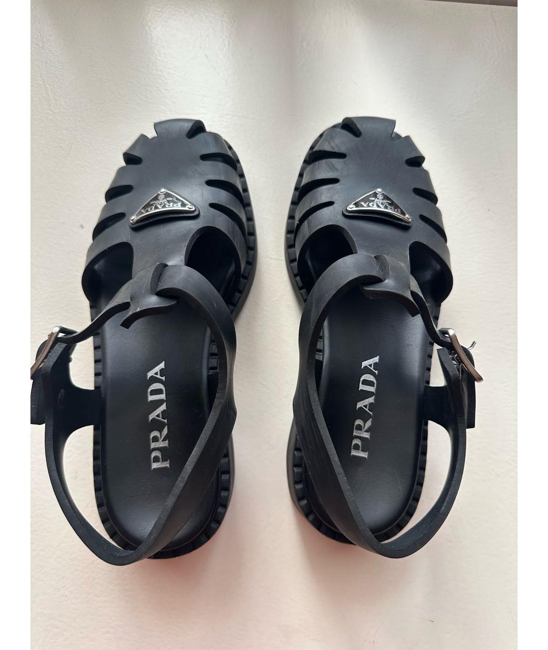 PRADA Черные резиновые босоножки, фото 3