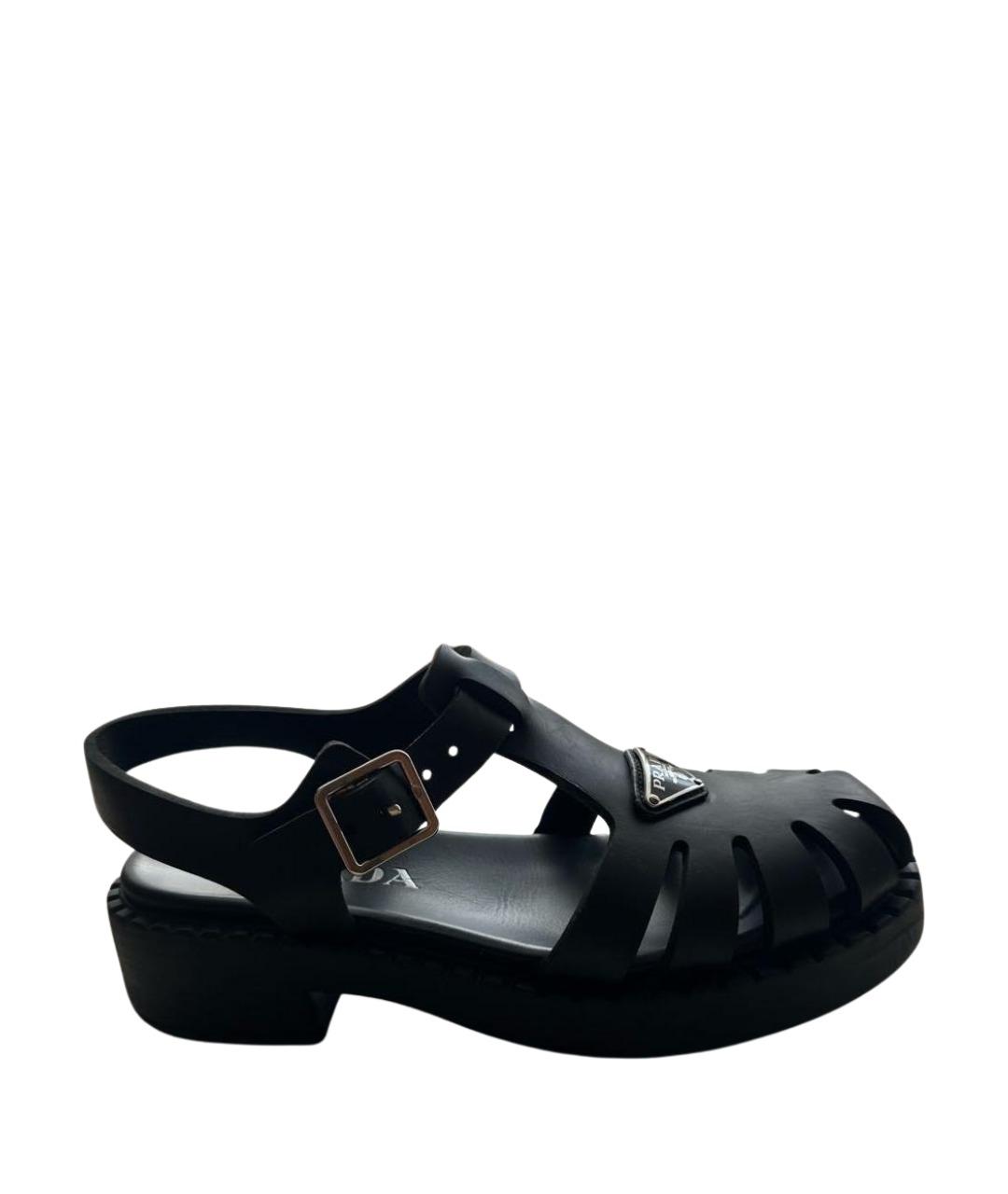 PRADA Черные резиновые босоножки, фото 1