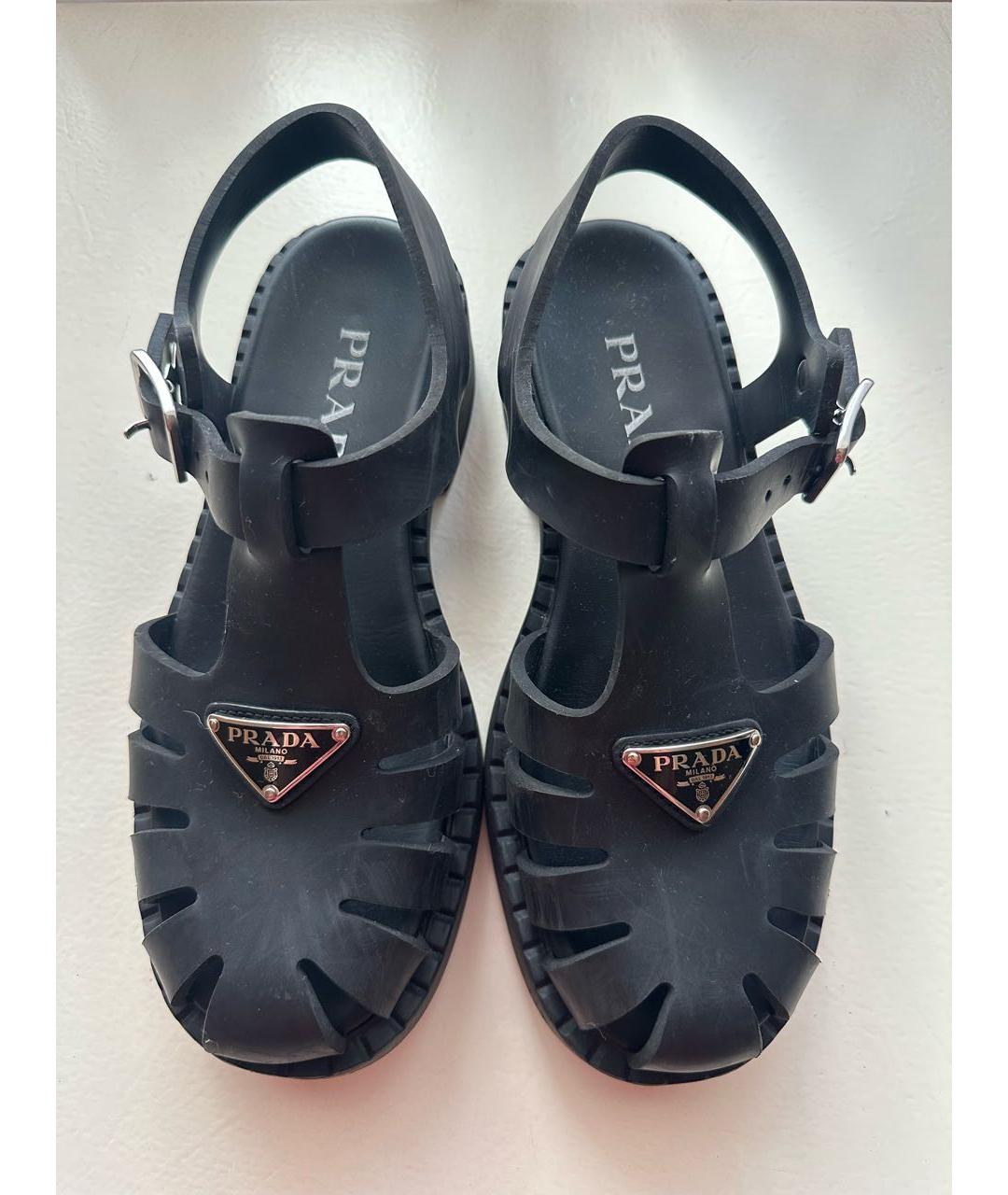 PRADA Черные резиновые босоножки, фото 2