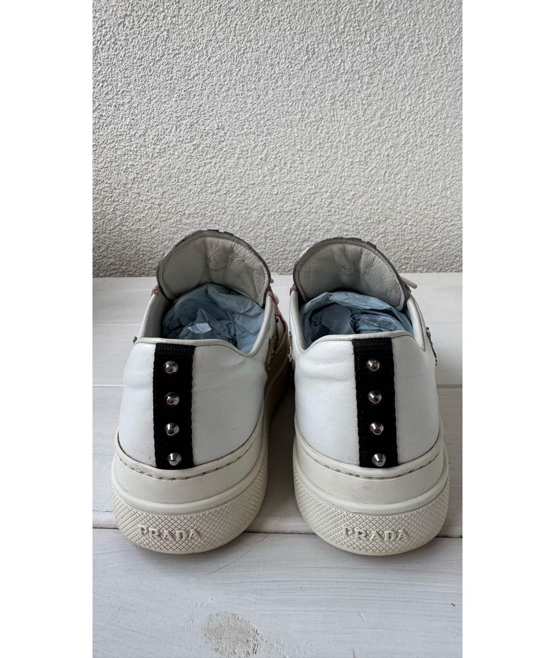 PRADA Белые кожаные кеды, фото 4