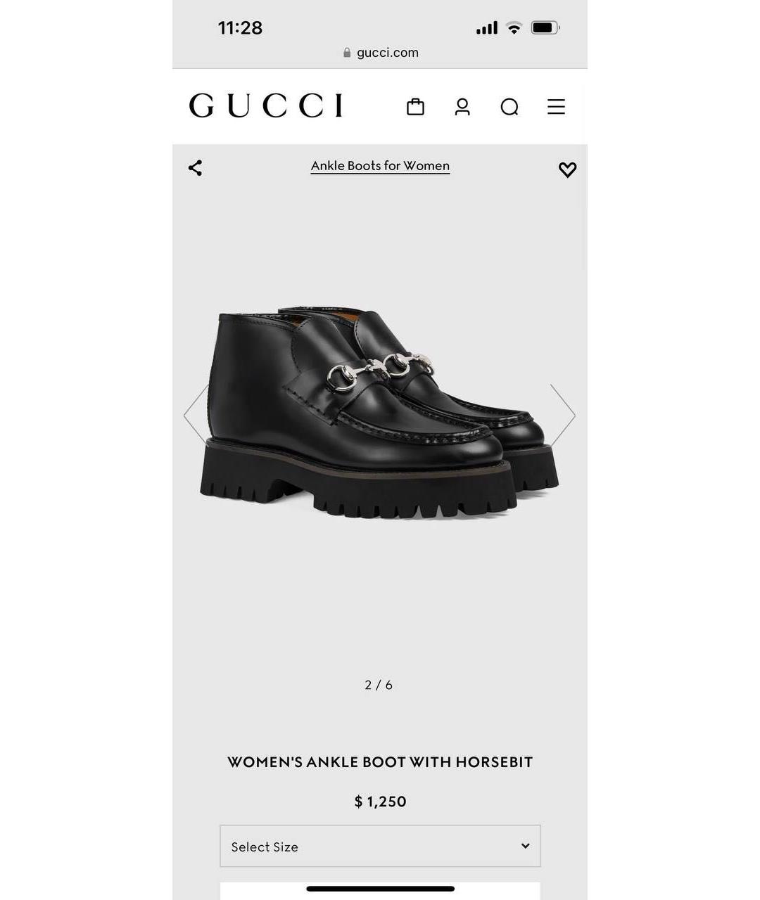 GUCCI Черные кожаные ботинки, фото 2
