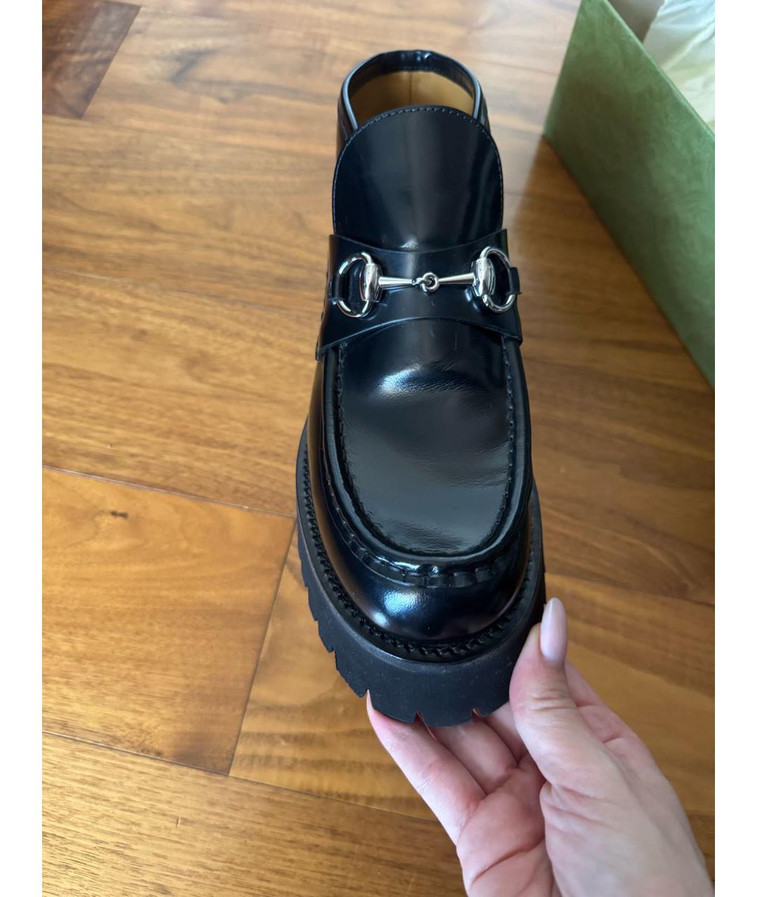 GUCCI Черные кожаные ботинки, фото 3