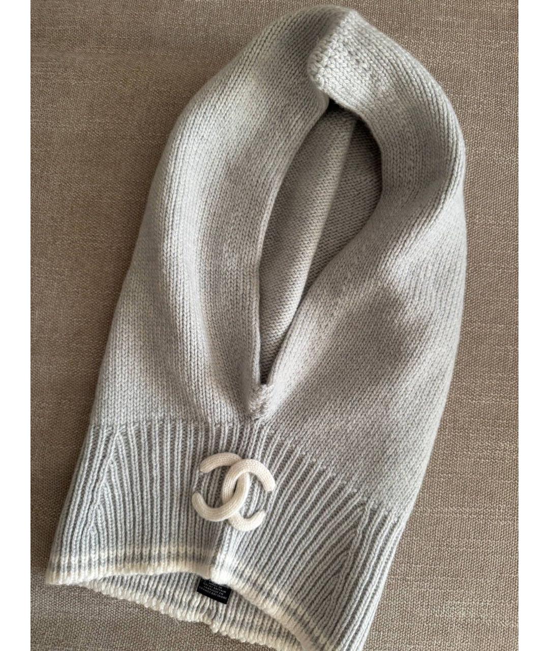 CHANEL Серая кашемировая повязка на голову, фото 2