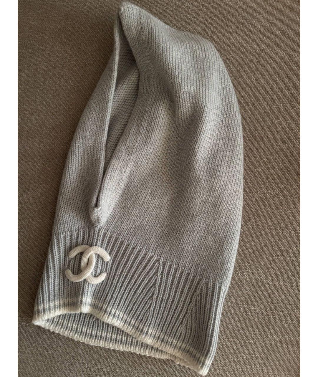 CHANEL Серая кашемировая повязка на голову, фото 4