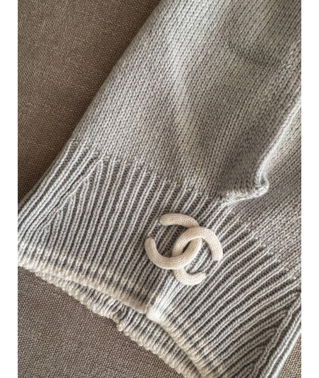 CHANEL Серая кашемировая повязка на голову, фото 3