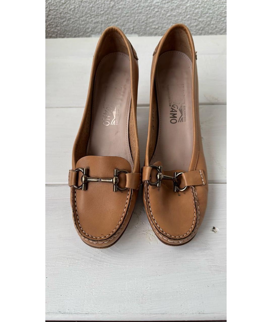 FERRAGAMO Бежевые кожаные туфли, фото 2