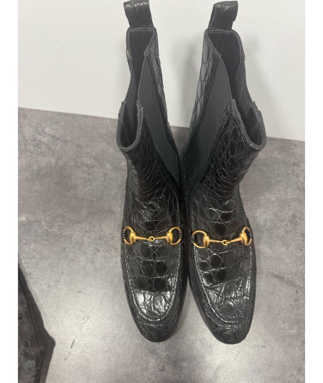 GUCCI Черные полусапоги из экзотической кожи, фото 4