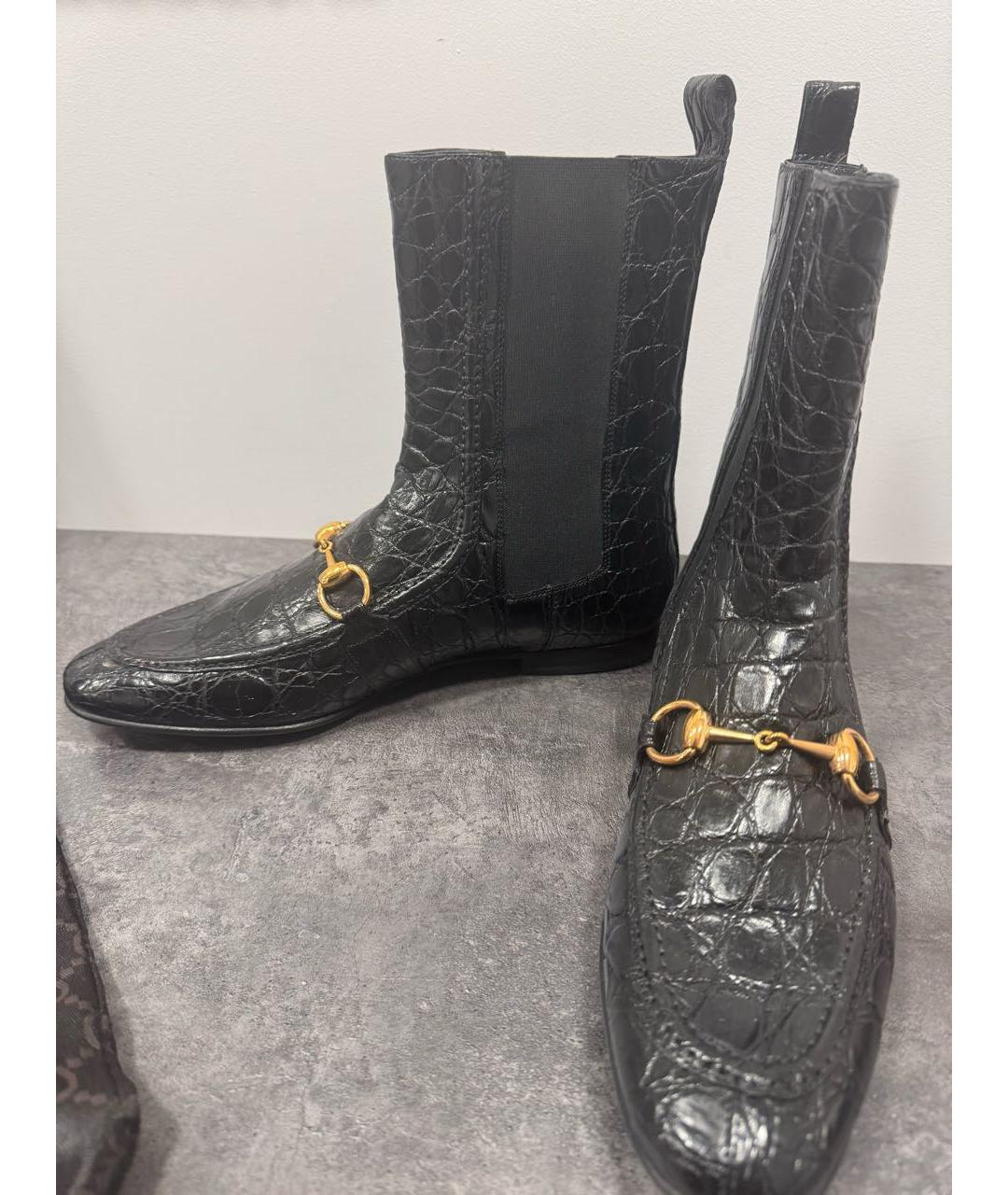 GUCCI Черные полусапоги из экзотической кожи, фото 6