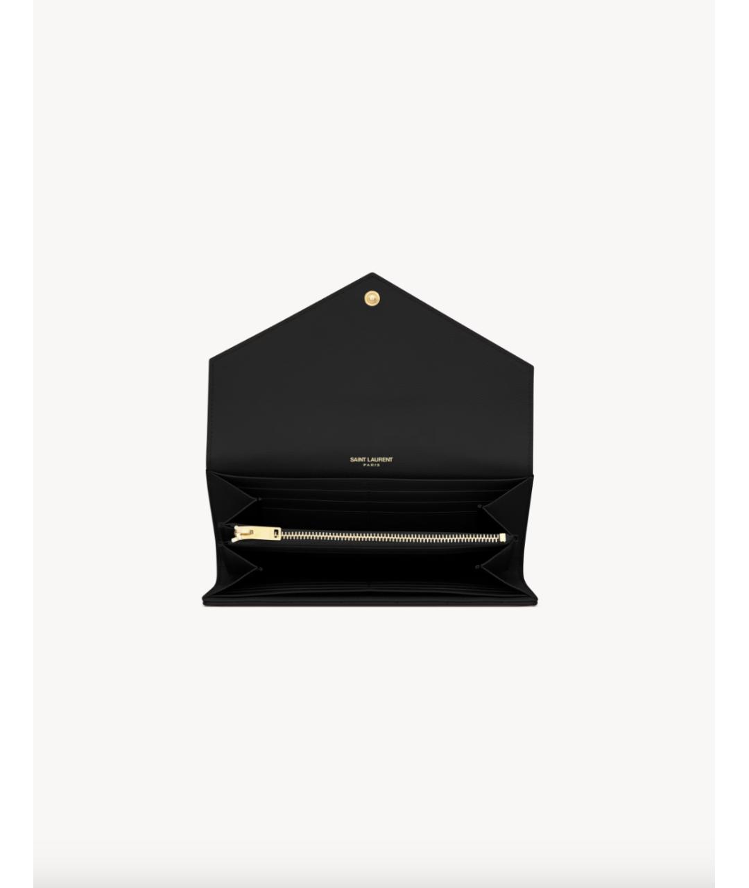 SAINT LAURENT Черный кожаный кошелек, фото 4
