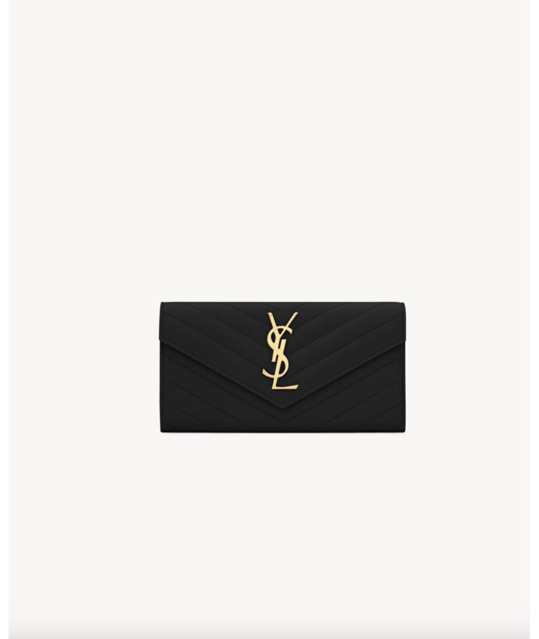 SAINT LAURENT Черный кожаный кошелек, фото 5