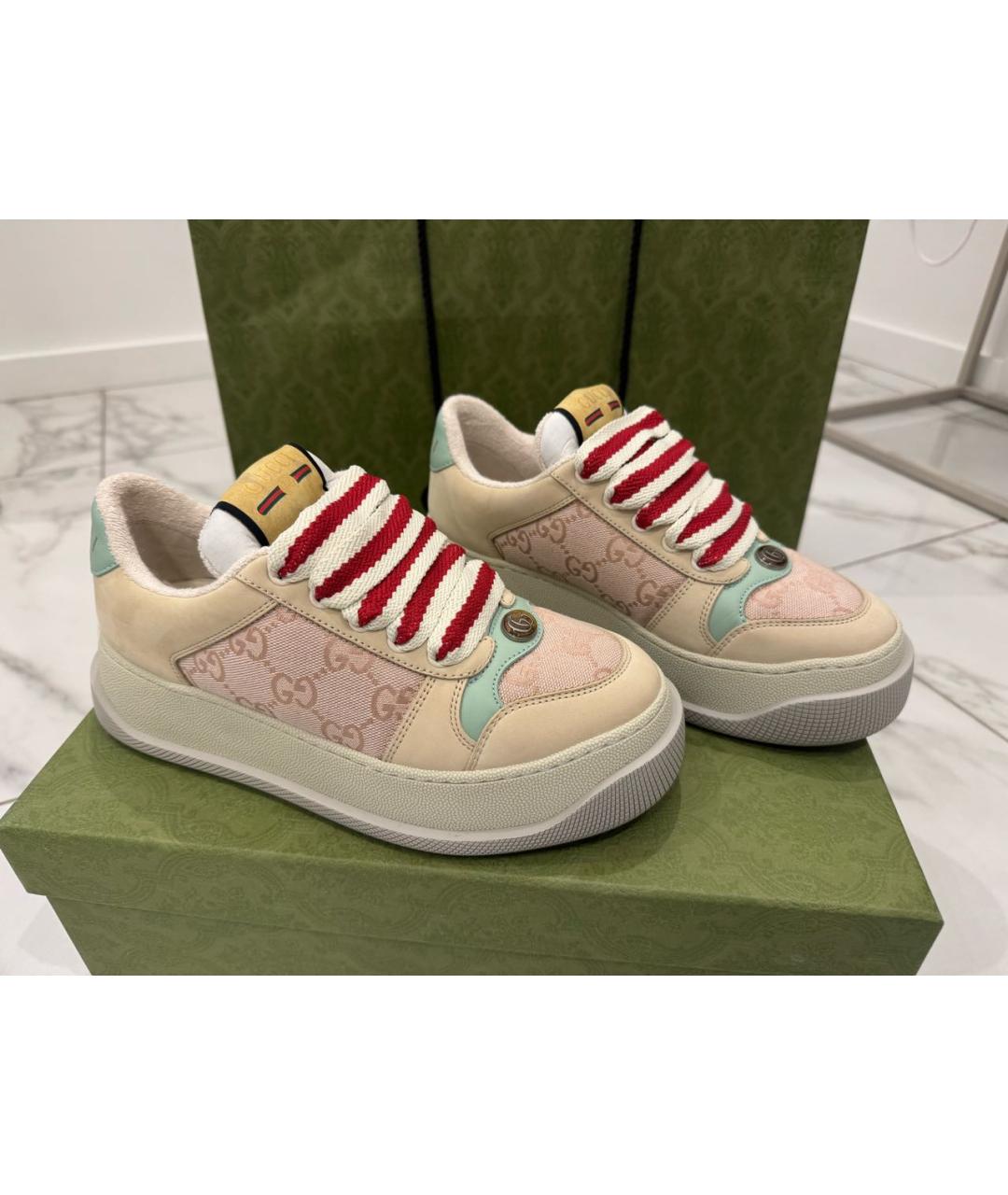 GUCCI Бежевые кеды, фото 6