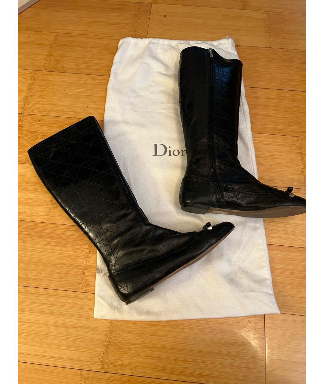 CHRISTIAN DIOR Черные кожаные сапоги, фото 8