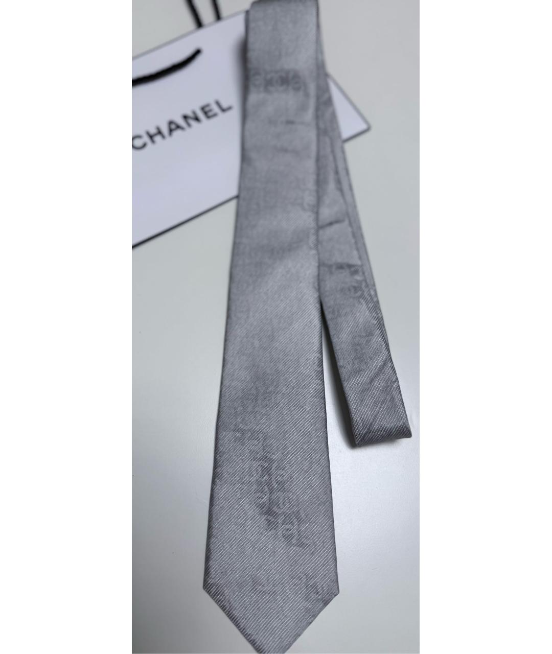 CHANEL Серый шелковый галстук, фото 2