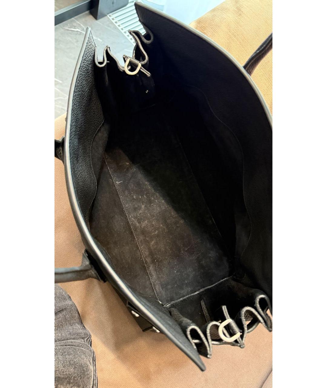 SAINT LAURENT Темно-синяя кожаная сумка тоут, фото 4