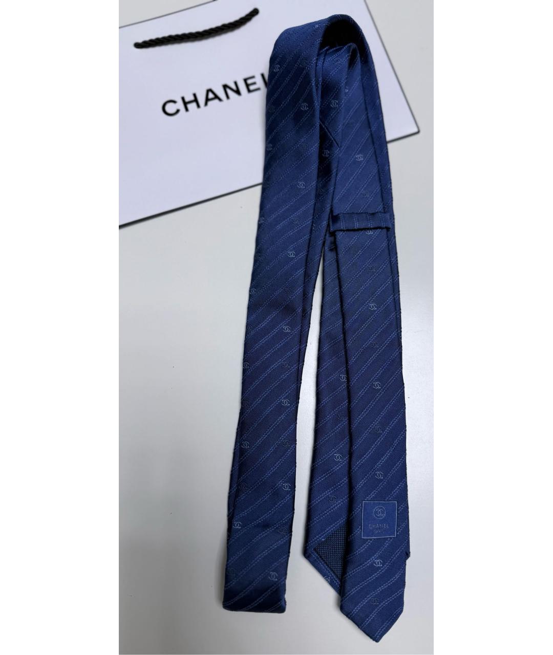CHANEL Синий шелковый галстук, фото 3