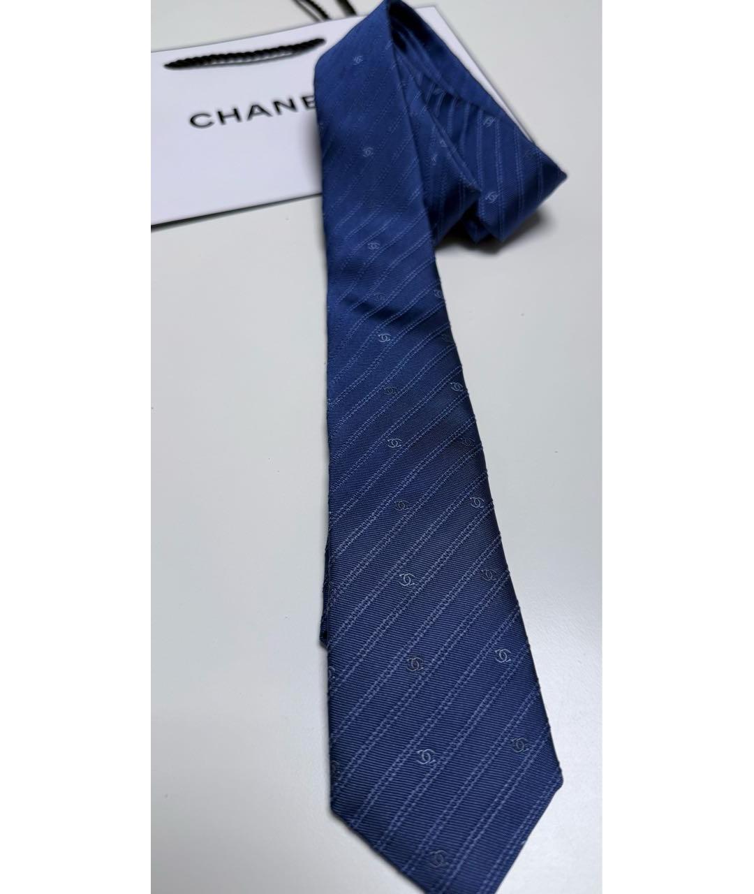 CHANEL Синий шелковый галстук, фото 7