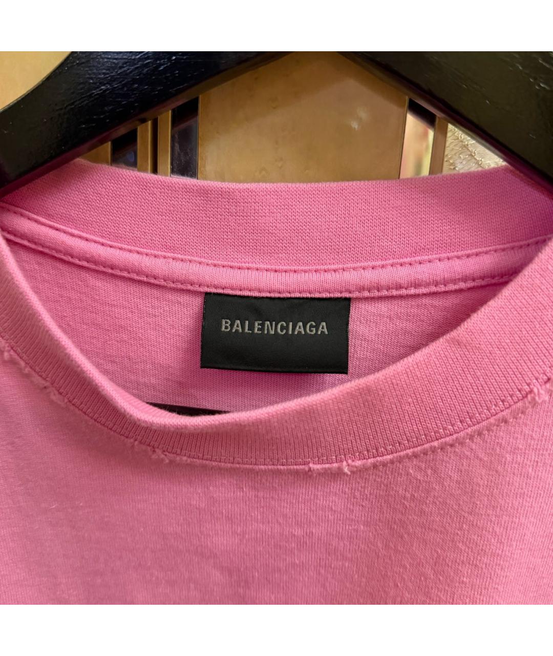 BALENCIAGA Розовая хлопковая футболка, фото 3