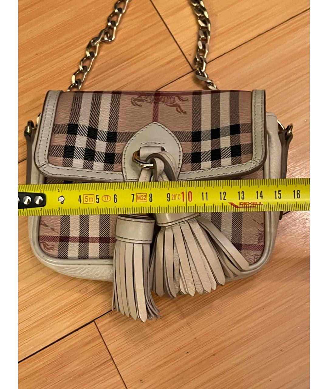 BURBERRY Бежевая кожаная сумка через плечо, фото 5
