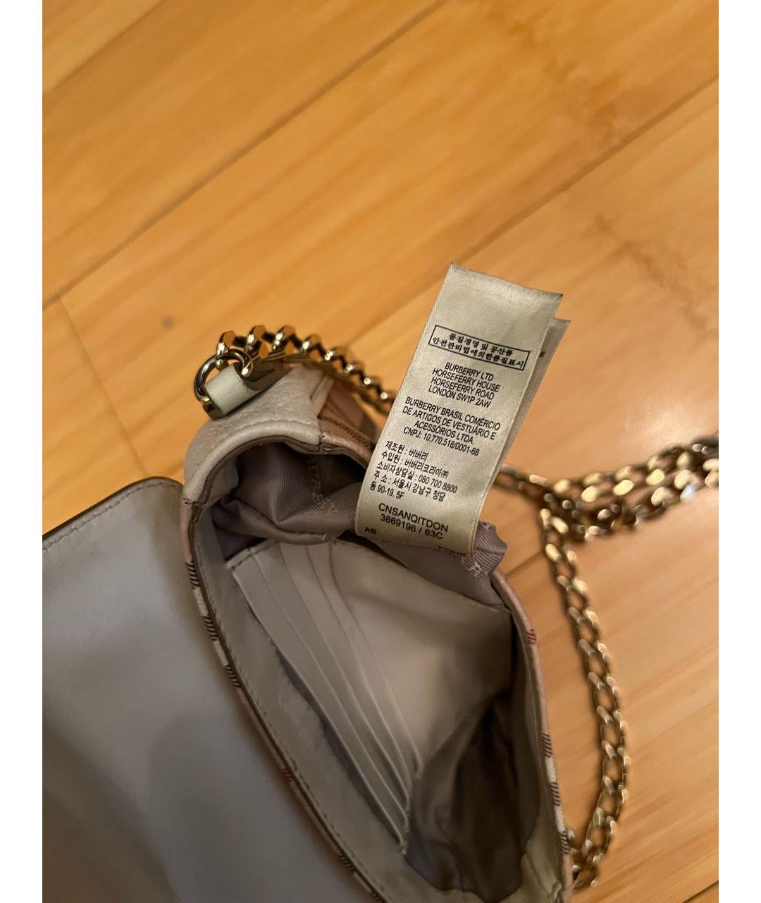 BURBERRY Бежевая кожаная сумка через плечо, фото 4