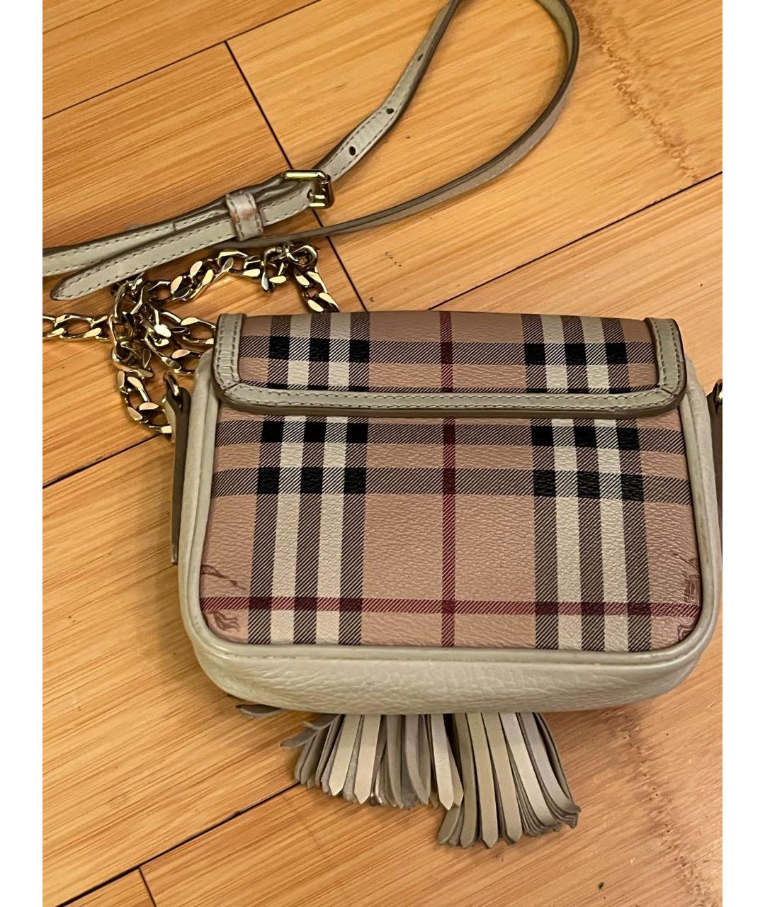 BURBERRY Бежевая кожаная сумка через плечо, фото 2