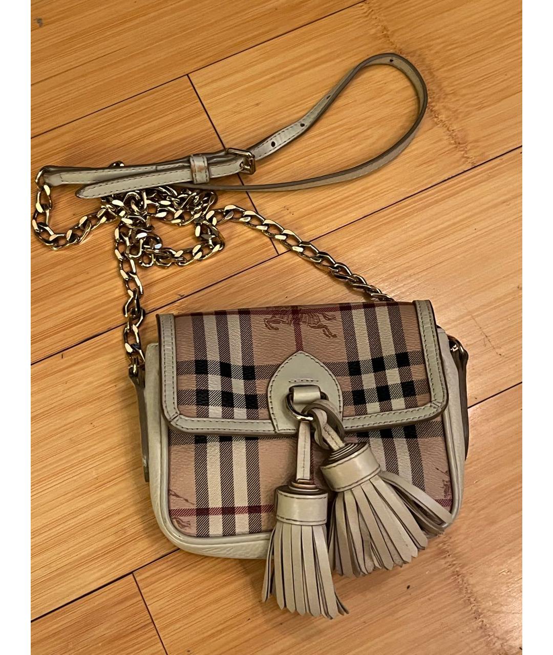 BURBERRY Бежевая кожаная сумка через плечо, фото 9