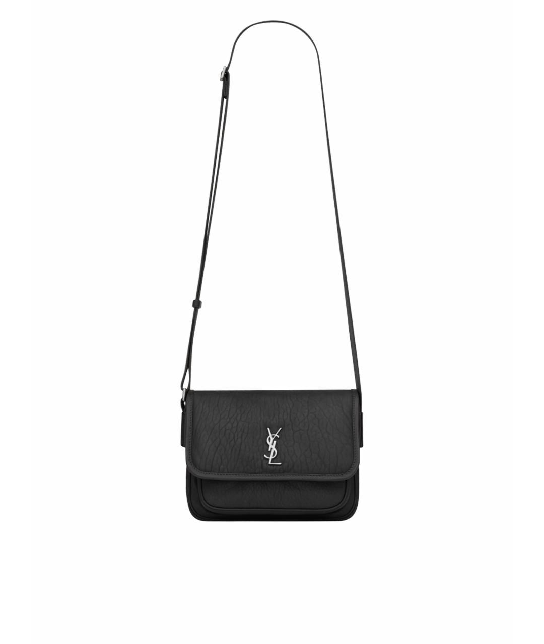 SAINT LAURENT Черная кожаная сумка на плечо, фото 1