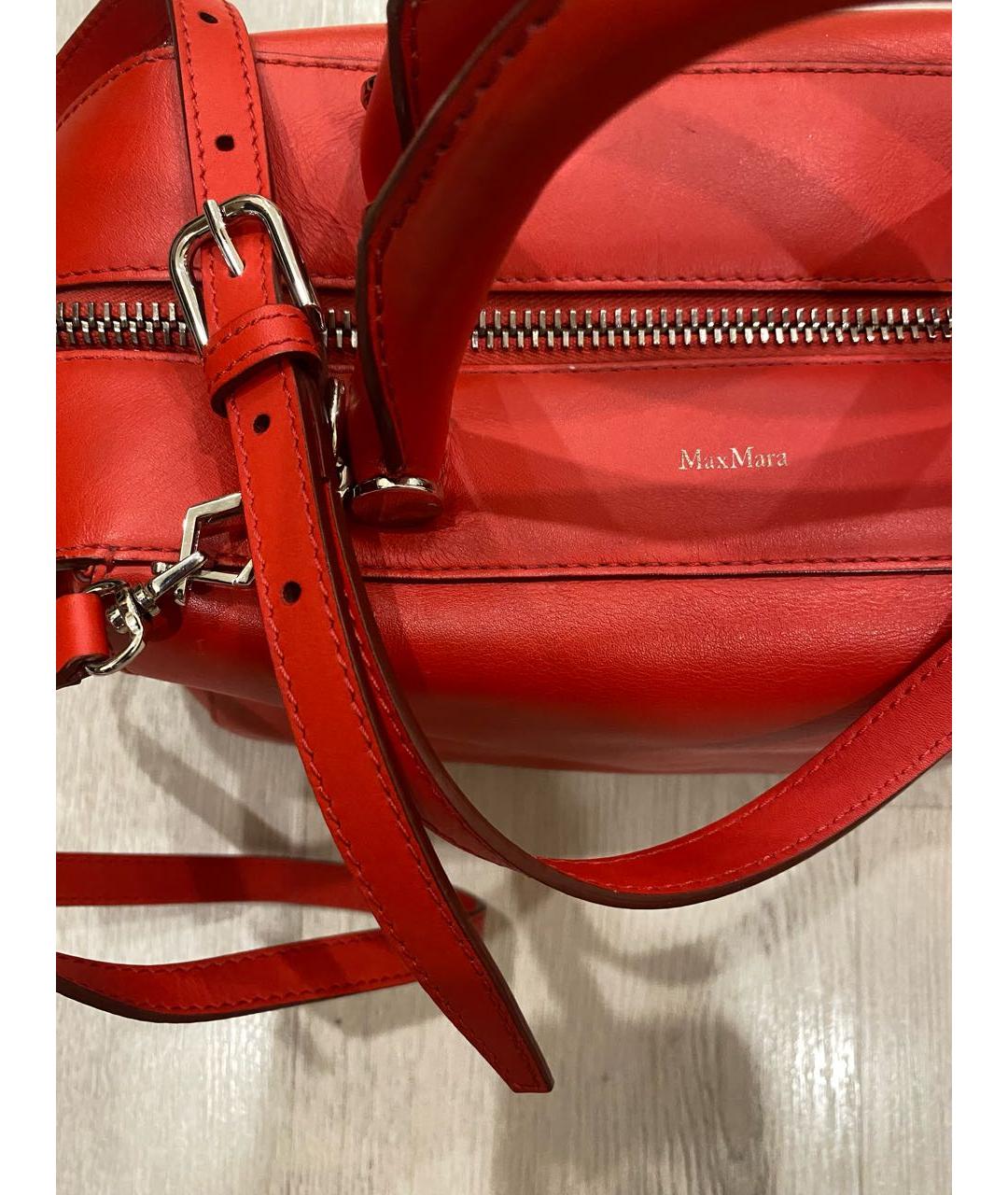 MAX MARA Красная кожаная сумка с короткими ручками, фото 4