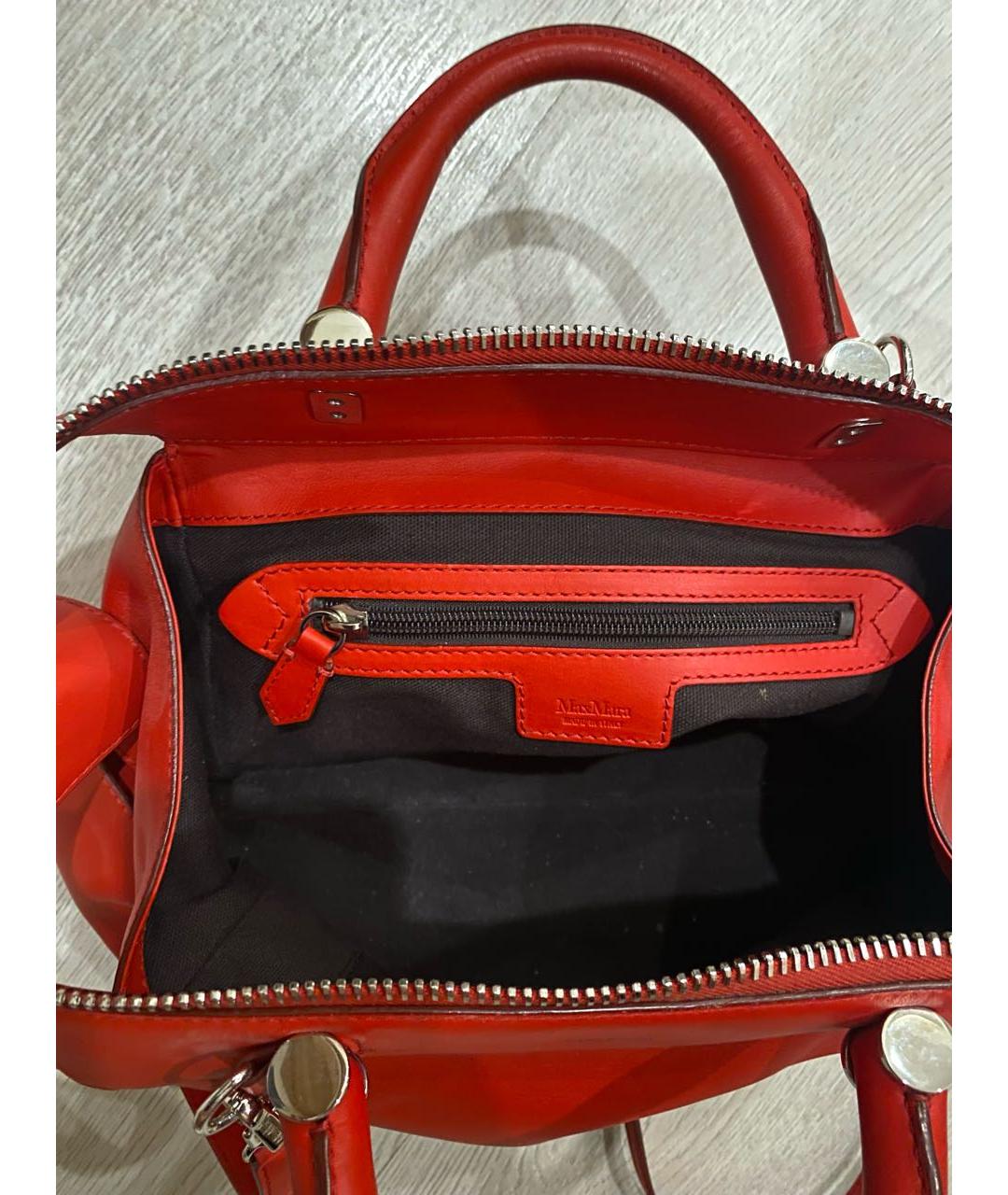 MAX MARA Красная кожаная сумка с короткими ручками, фото 3