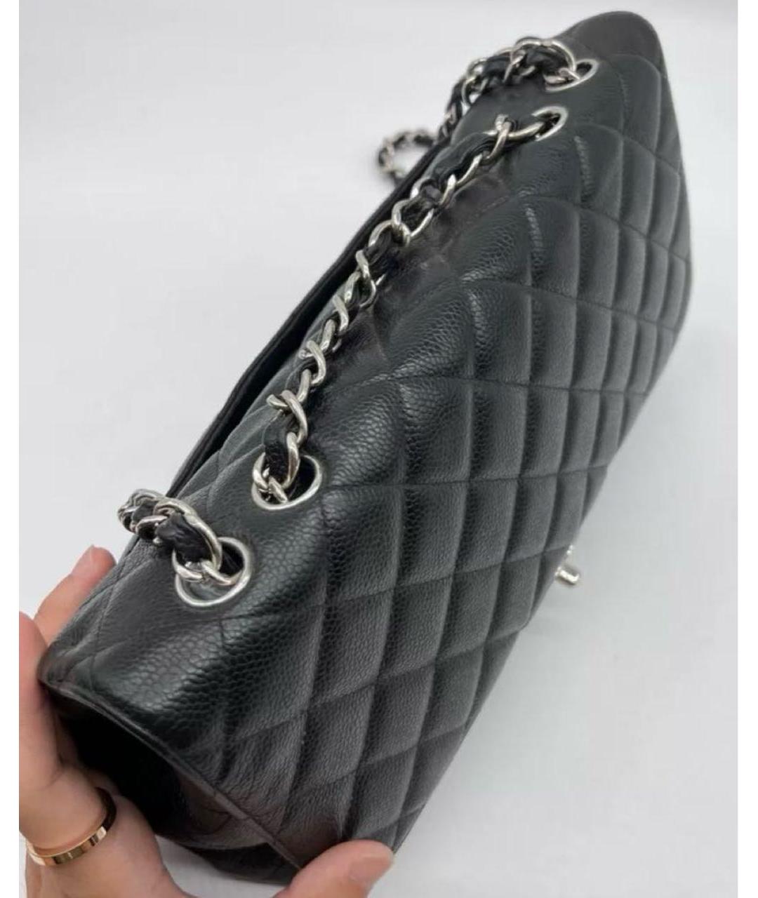 CHANEL Черная кожаная сумка с короткими ручками, фото 6