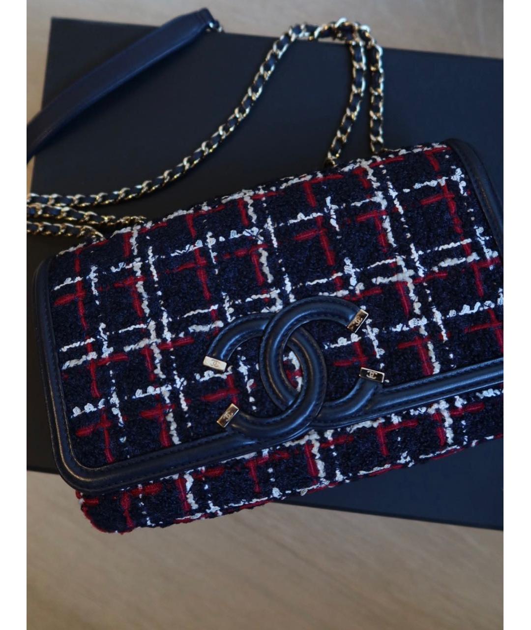 CHANEL Темно-синяя твидовая сумка через плечо, фото 2