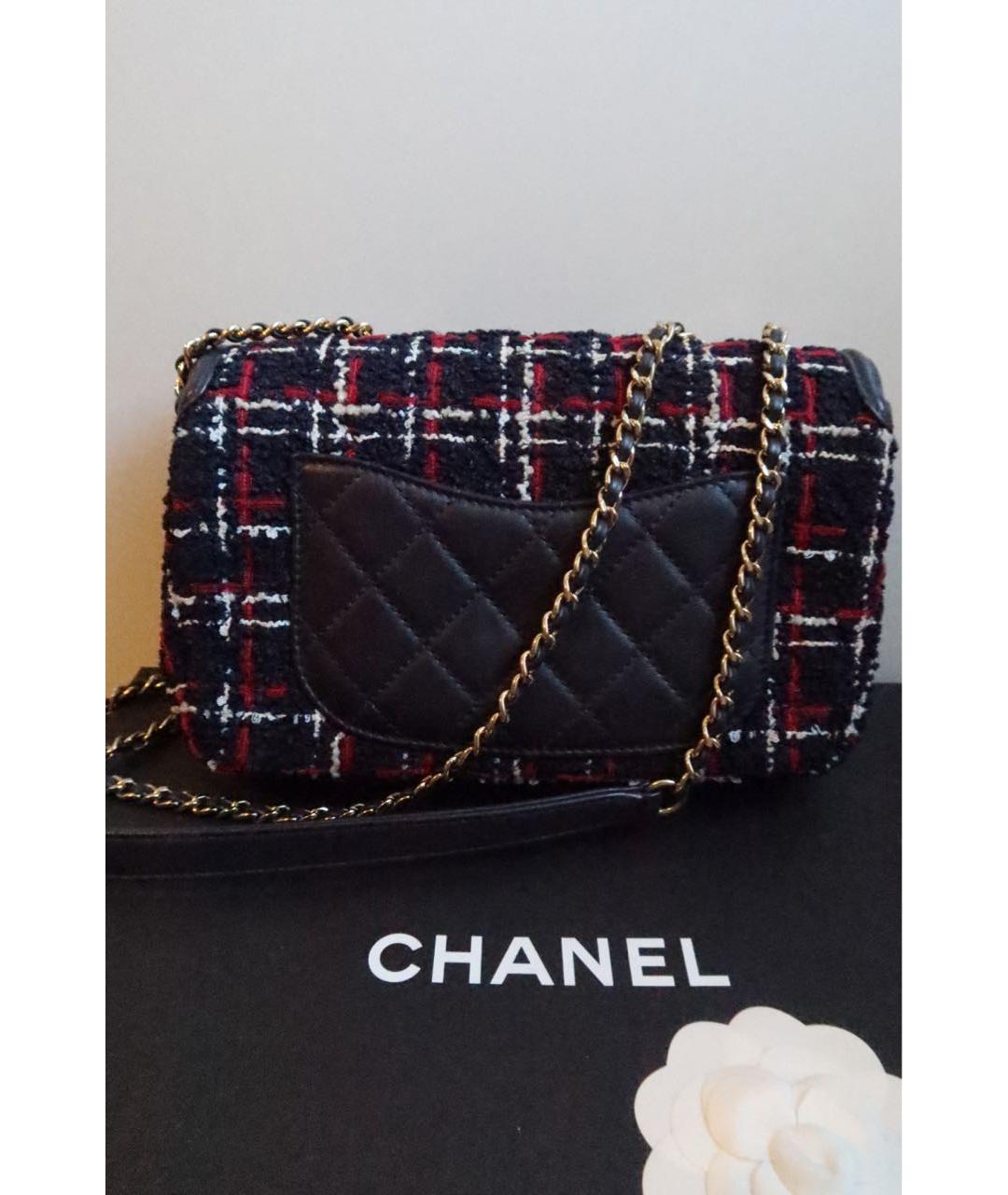 CHANEL Темно-синяя твидовая сумка через плечо, фото 3