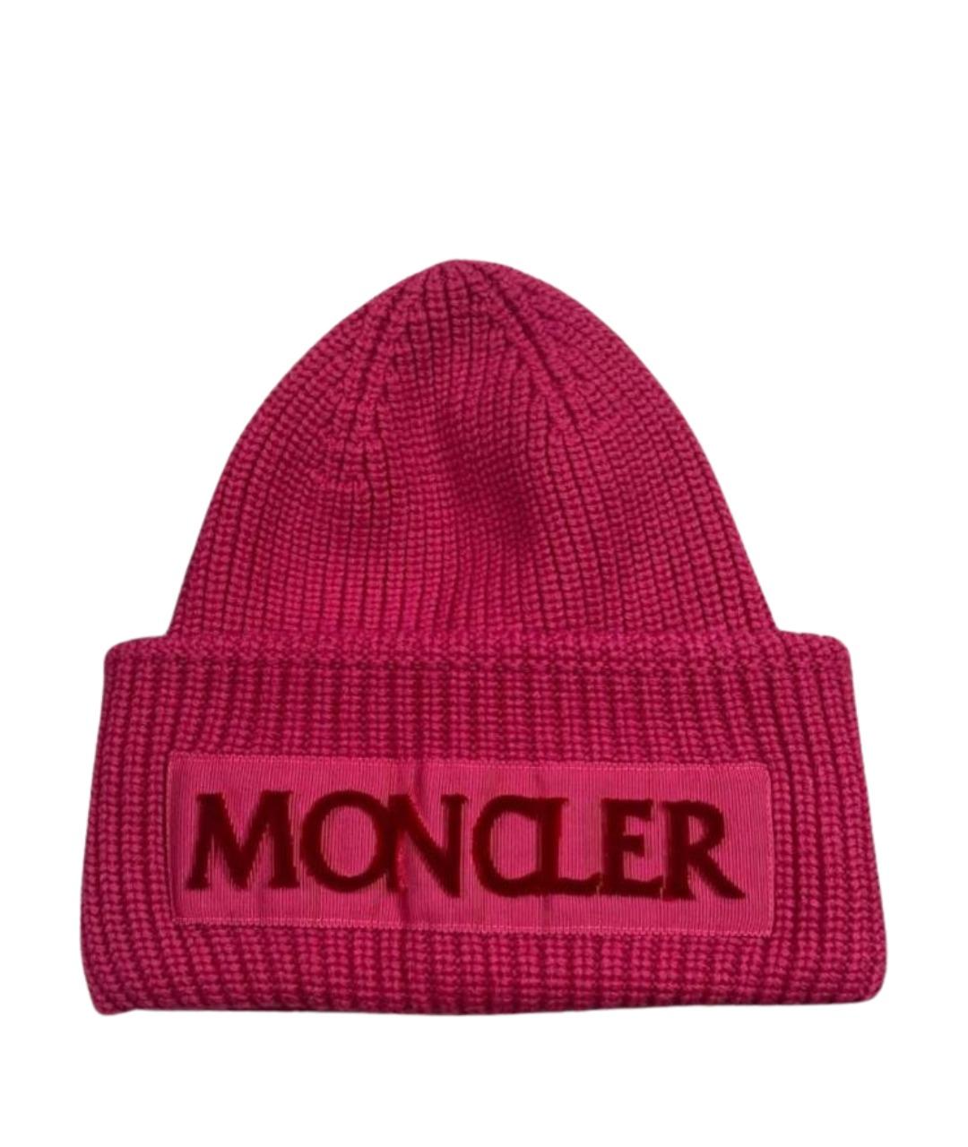 MONCLER Розовая шерстяная шапка, фото 1