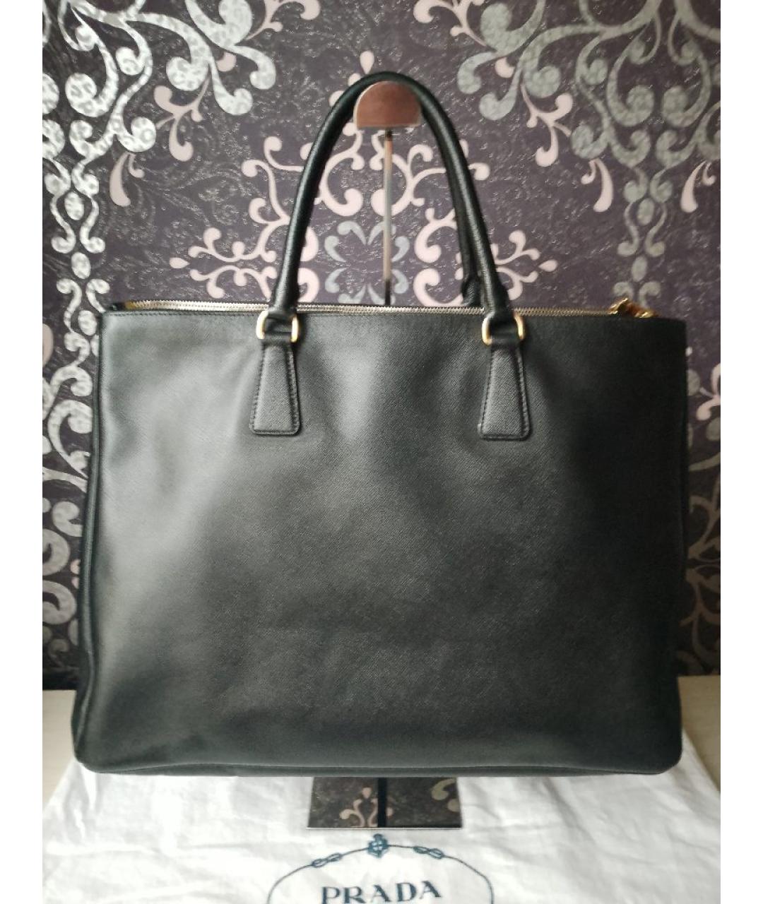 PRADA Черная кожаная сумка тоут, фото 2