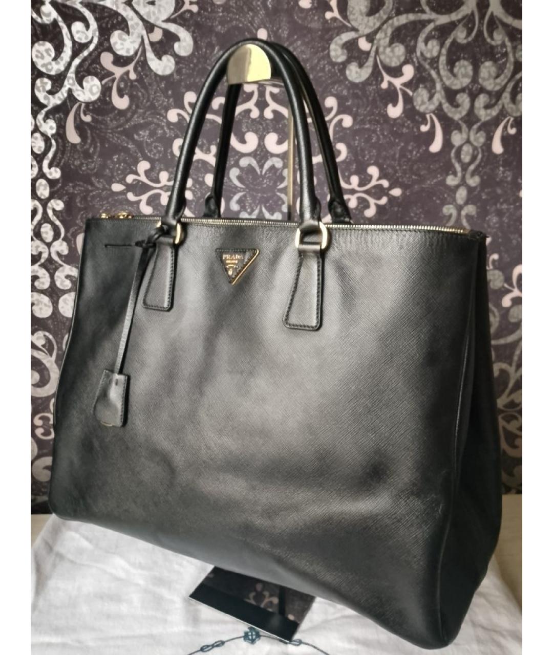 PRADA Черная кожаная сумка тоут, фото 3