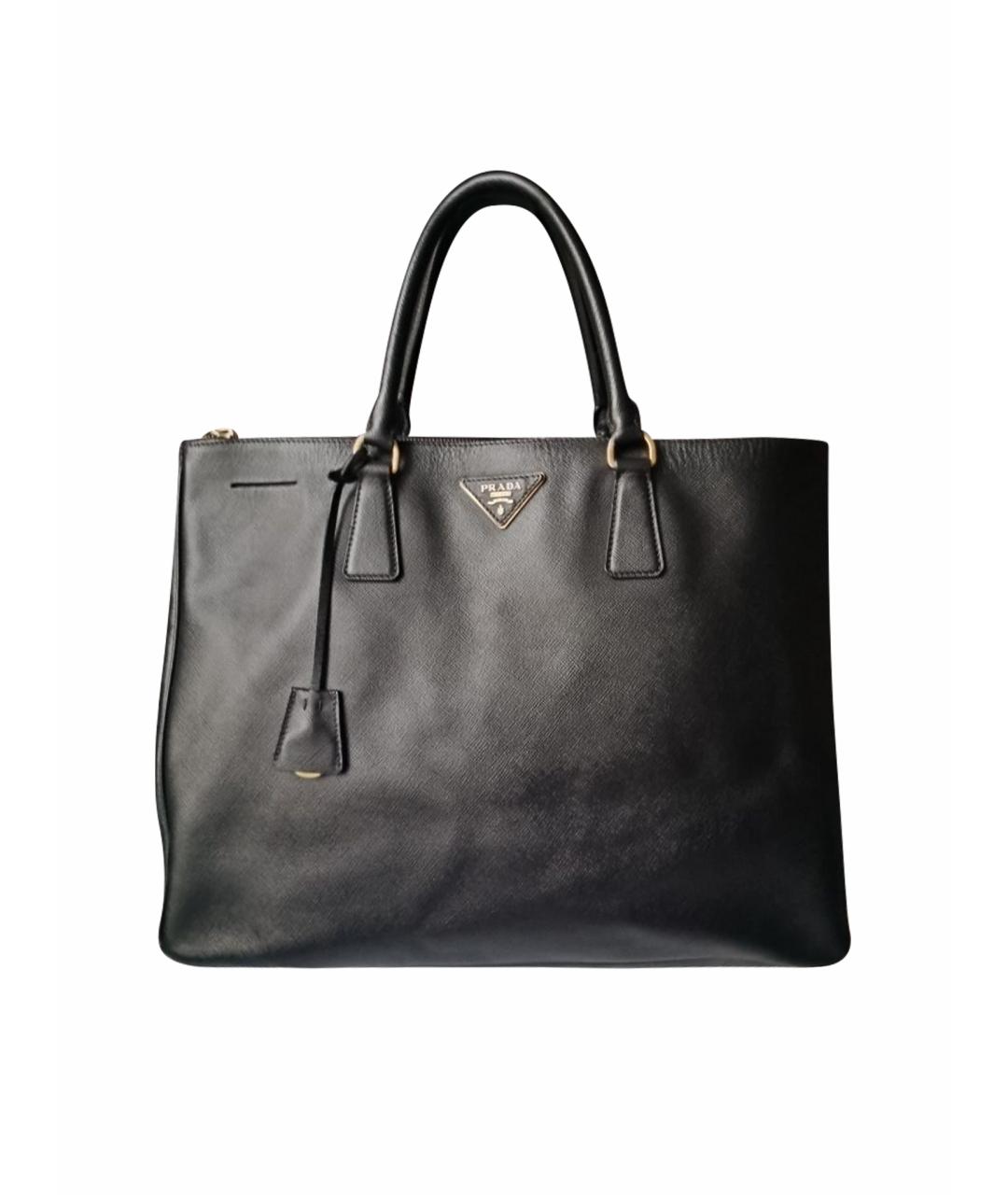 PRADA Черная кожаная сумка тоут, фото 1