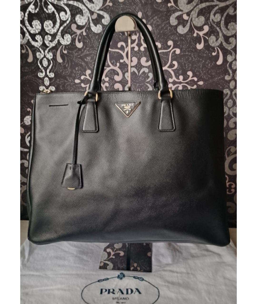 PRADA Черная кожаная сумка тоут, фото 4
