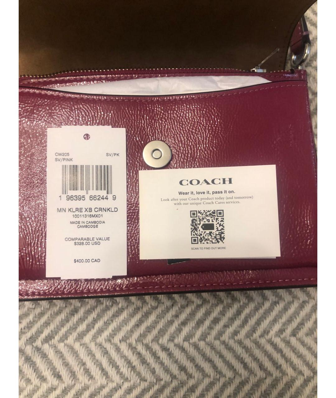 COACH Розовая сумка через плечо из лакированной кожи, фото 3