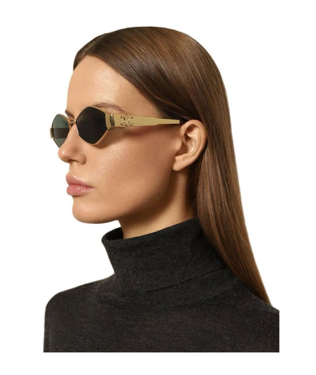 CELINE Золотые металлические солнцезащитные очки, фото 6