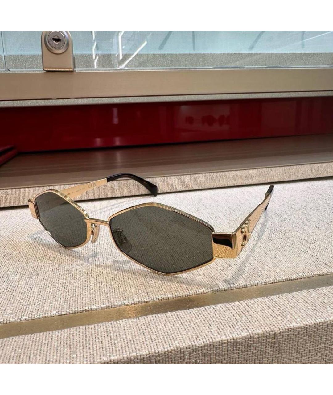 CELINE Золотые металлические солнцезащитные очки, фото 8