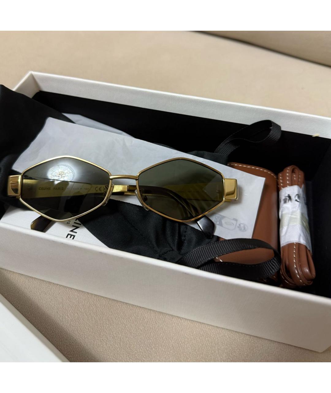 CELINE Золотые металлические солнцезащитные очки, фото 7