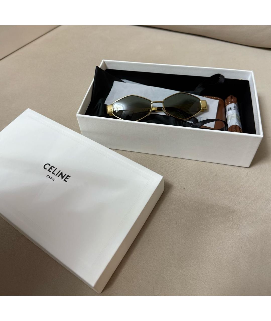 CELINE Золотые металлические солнцезащитные очки, фото 5