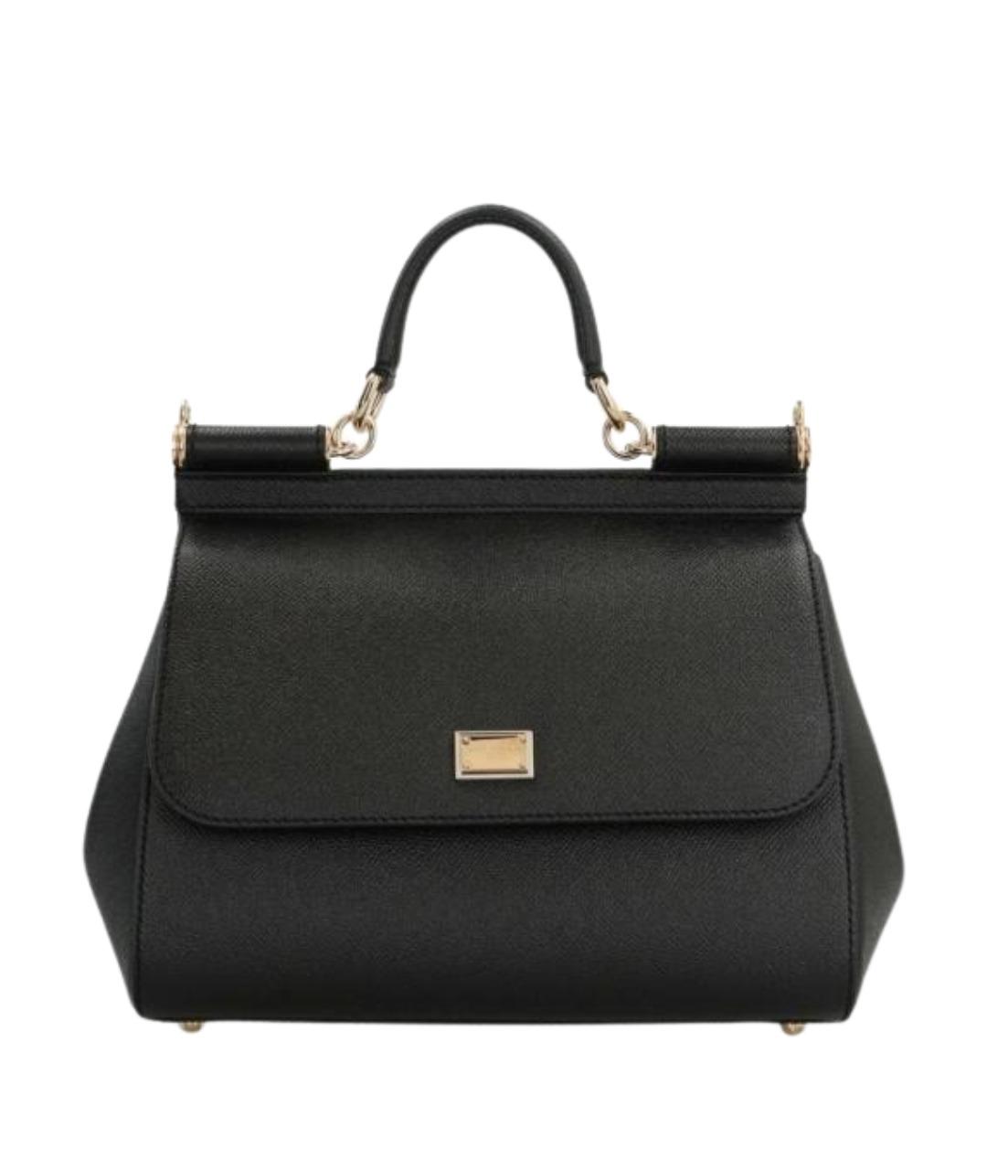 DOLCE&GABBANA Черная кожаная сумка с короткими ручками, фото 1