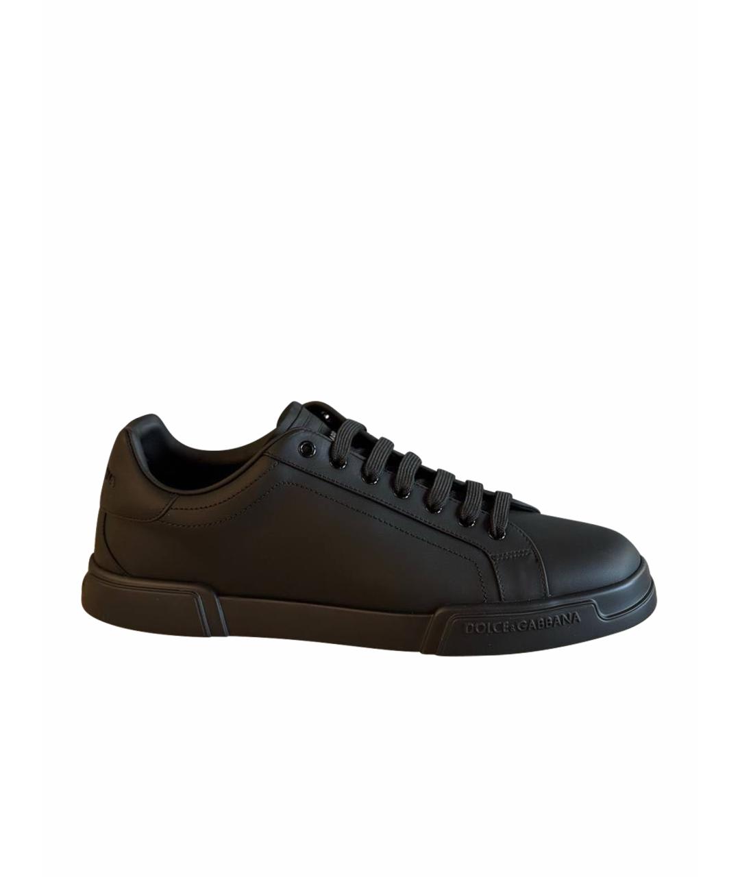 DOLCE&GABBANA Черные кожаные низкие кроссовки / кеды, фото 1