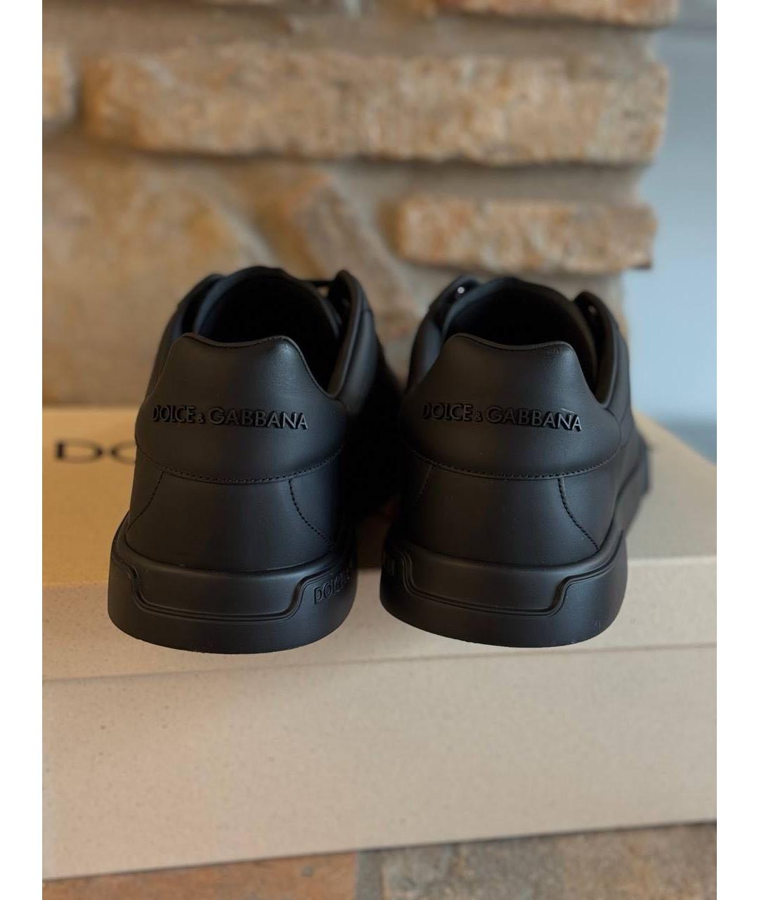 DOLCE&GABBANA Черные кожаные низкие кроссовки / кеды, фото 4