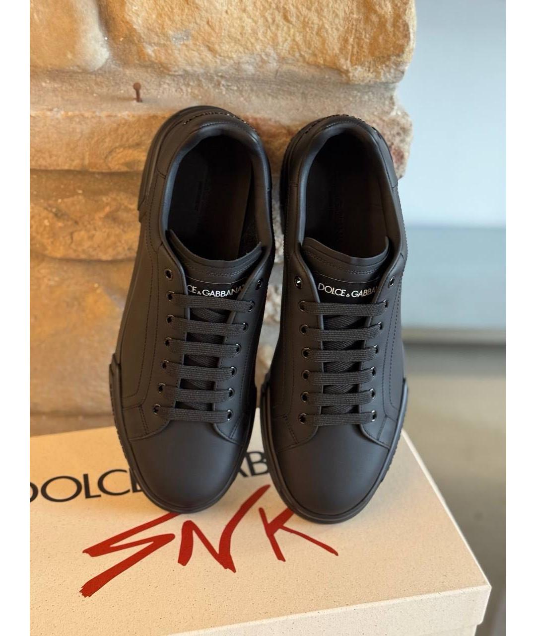 DOLCE&GABBANA Черные кожаные низкие кроссовки / кеды, фото 3