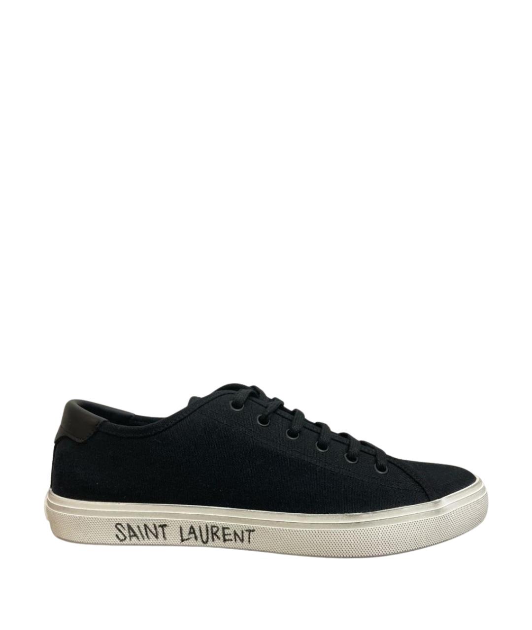SAINT LAURENT Черные текстильные низкие кроссовки / кеды, фото 1