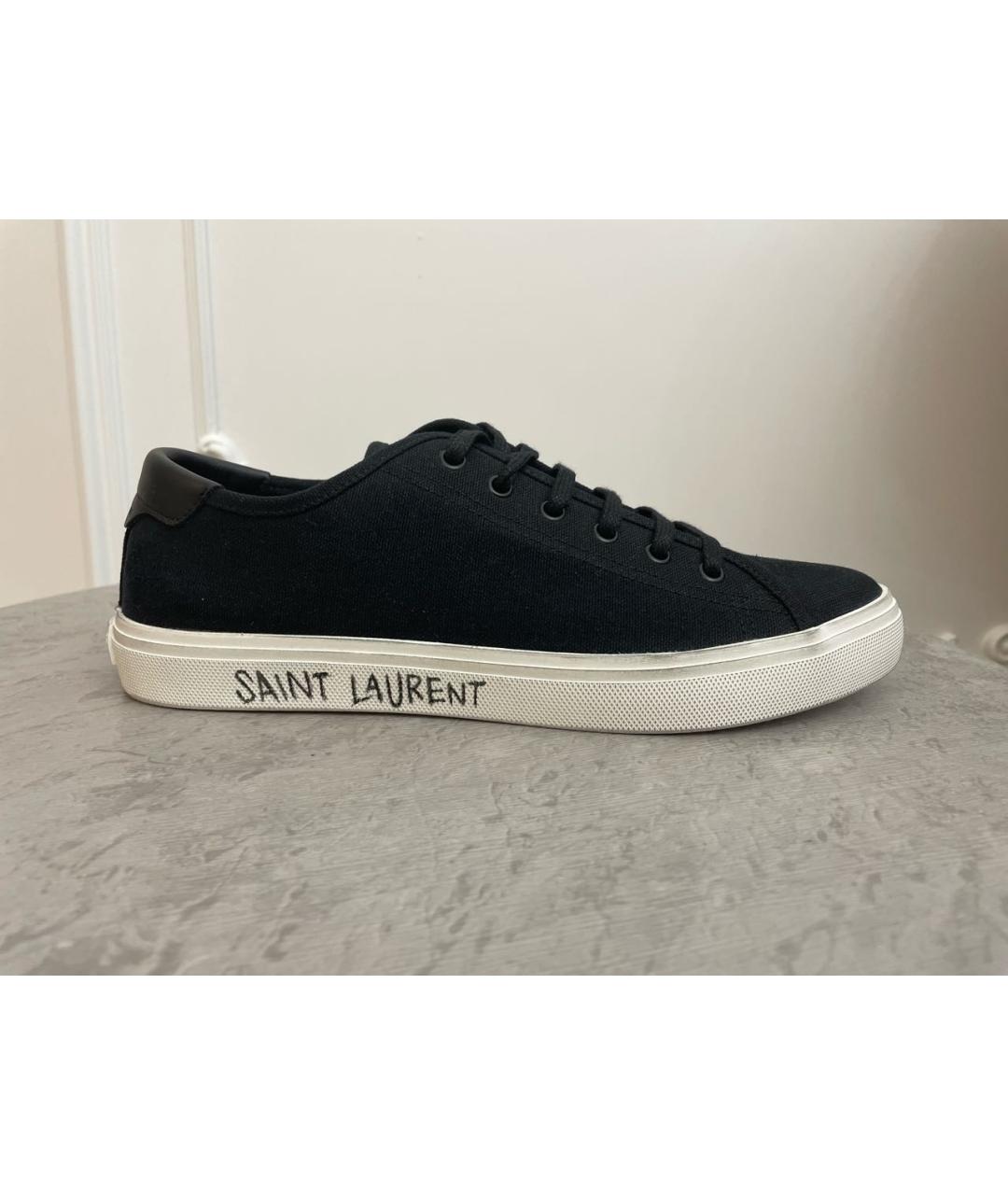 SAINT LAURENT Черные текстильные низкие кроссовки / кеды, фото 5