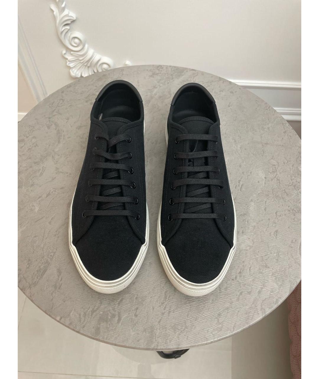 SAINT LAURENT Черные текстильные низкие кроссовки / кеды, фото 2