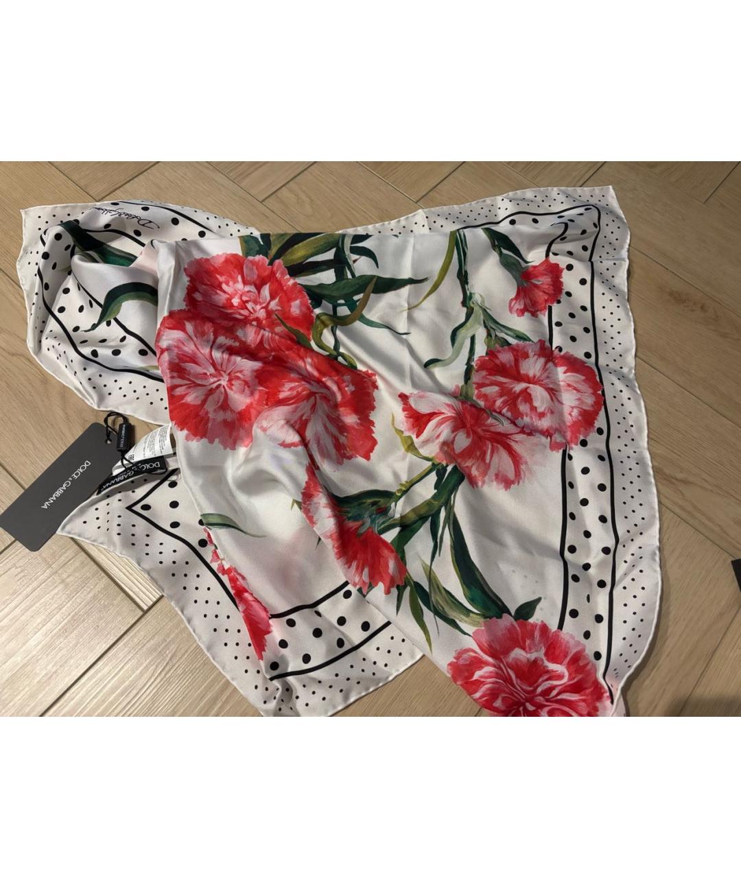DOLCE&GABBANA Белый шелковый платок, фото 2